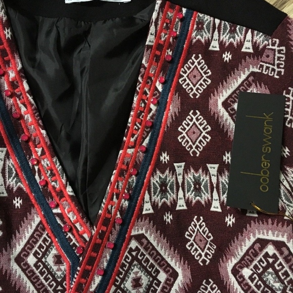 Oober Swank Beaded Ikat Blazer Jacket Wine Red - Picture 3 of 3